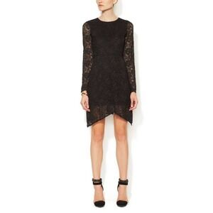 Kaelen Black Lace Mini Dress Long Sleeves